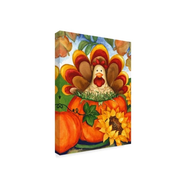 Laurie Korsgaden 'Rooster In Pumpkin' Canvas Art,14x19